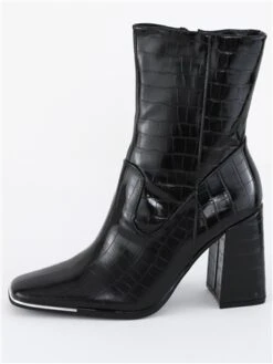 No Doubt Black Patent Croc Ankle Boot -Jack & Jones Store 29340 2