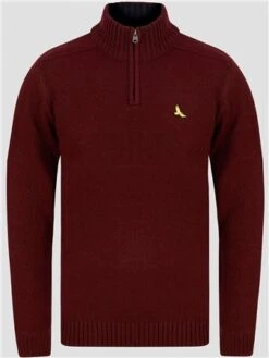 Kensington Claret Rozon Half Zip Knitted Jumper