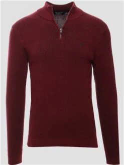 Kensington Oxblood Alcanis Quarter Zip Knit Funnel Neck Jumper