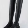 Truffle Black Faux Leather Knee Hight Boot