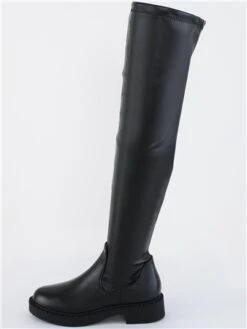 Truffle Black Faux Leather Knee Hight Boot -Jack & Jones Store 29370 2