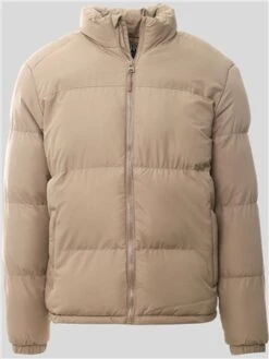 Brave Soul Stone Funnel Collar Zip Through Puffer Style Coat