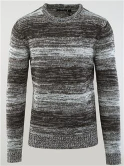 Brave Soul Black / Grey Crew Neck Colour Twist Knit Jumper