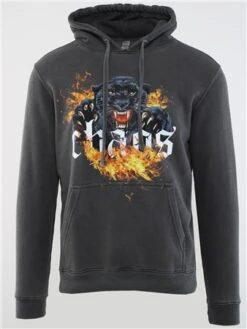 Dv8 Charcoal Acid Wash Chaos Printed Overhead Hoody