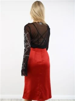 Saint Genies Burgundy Satin Midi Skirt -Jack & Jones Store 29394 3