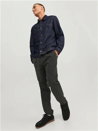 Jack & Jones Dark Grey Herringbone Ace Harvy Chino 3 Jack & Jones Dark Grey Herringbone Ace Harvy Chino - Image 3