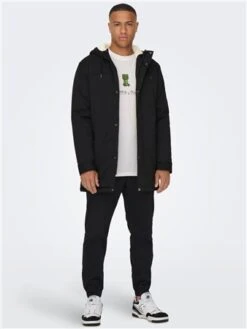Only & Sons Black / Black Hooded Parka Jacket -Jack & Jones Store 29424 2