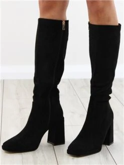 Una Healy Black Vinyl Mad World Suede Boot -Jack & Jones Store 29435 3