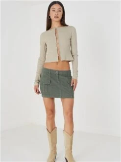 Brave Soul Green Cord Cargo Mini Skirt -Jack & Jones Store 29445 2