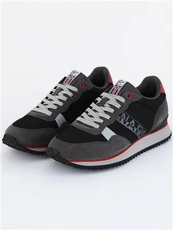 Napapijri Grey / Red / White Faux Leather Cosmos Trainers 1 Napapijri Grey / Red / White Faux Leather Cosmos Trainers