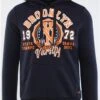 Brave Soul Navy / Orange / White Brooklyn Chest Print Long Sleeve Hoodie