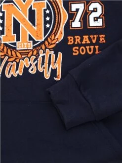 Brave Soul Navy / Orange / White Brooklyn Chest Print Long Sleeve Hoodie -Jack & Jones Store 29463 2