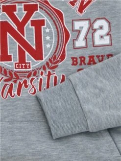 Brave Soul Grey / Red / White Brooklyn Chest Print Long Sleeve Hoodie -Jack & Jones Store 29464 2