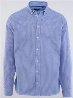 Fq1924 Blue Cashmere L/S Striped Oxford Shirt