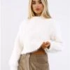 Glamorous Off White Knit Long Sleeve Jumper