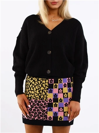 Glamorous Retro Black Intarsia Knit Mini Skirt 2 Glamorous Retro Black Intarsia Knit Mini Skirt - Image 2