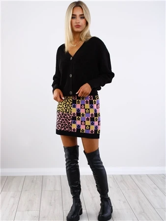 Glamorous Retro Black Intarsia Knit Mini Skirt 3 Glamorous Retro Black Intarsia Knit Mini Skirt - Image 3