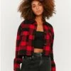 Tally Weijl Black / Red Cropped Check Shacket
