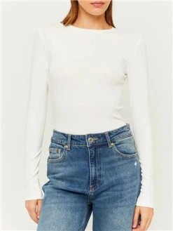 Tally Weijl White Basic Long Sleeve Bodysuit -Jack & Jones Store 29484 2