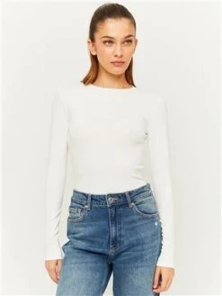 Tally Weijl White Basic Long Sleeve Bodysuit