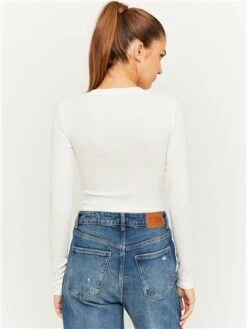 Tally Weijl White Basic Long Sleeve Bodysuit -Jack & Jones Store 29484 3