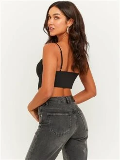 Tally Weijl Black Lace Up Corset Top With Strass -Jack & Jones Store 29485 3