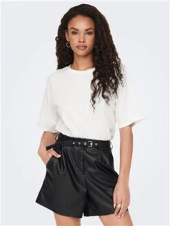 Only Black / Black Heidi Faux Leather Shorts