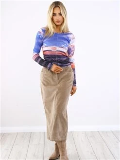 Only Brown / Weathered Teak Flora Mw Long Cord Skirt -Jack & Jones Store 29490 2