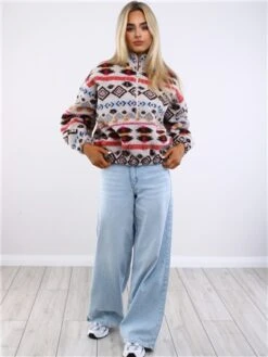 Only Gray / Pumice Stone Janne Aztec Teddy L/S Halfzip Sweater -Jack & Jones Store 29492 2