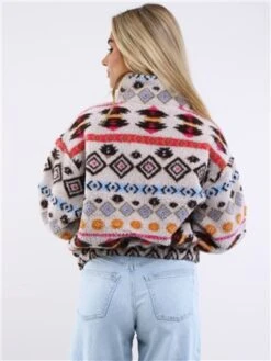 Only Gray / Pumice Stone Janne Aztec Teddy L/S Halfzip Sweater -Jack & Jones Store 29492 3