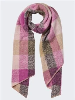 Pieces Radiant Orchid Pyron Checked Long Scarf