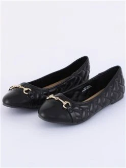 Krush Black Quilted Flat Chain Shoe