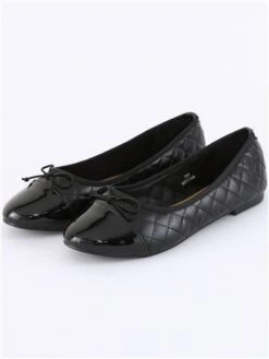 Krush Black Quilted Flat Shoe