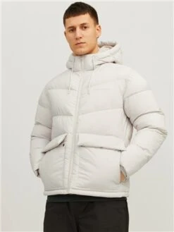 Jack & Jones White / Moonbeam Puffer Jacket -Jack & Jones Store 29507 3