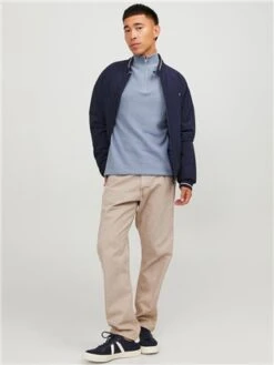Jack & Jones Blue / Faded Denim Knit Half Zip -Jack & Jones Store 29509 2
