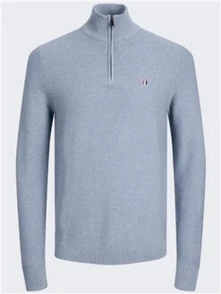 Jack & Jones Blue / Faded Denim Knit Half Zip