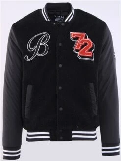 Brave Soul Black Badge Detail Borg Varsity Jacket