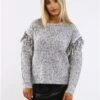 Weekend Vibes Black / Grey Fringed Knit Jumper