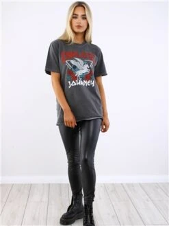 Missi London Acid Wash Charcoal Endless Journey Print T-Shirt -Jack & Jones Store 29538 2