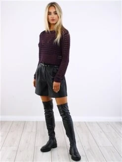 Missy Empire Purple Reese Crochet Crop Top -Jack & Jones Store 29540 2