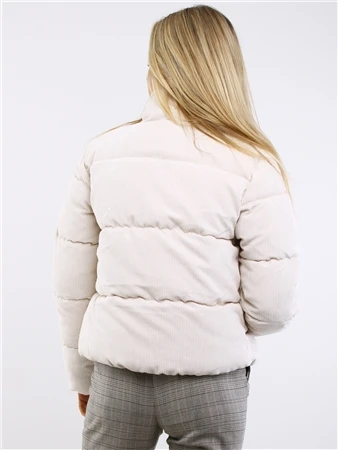 Weekend Vibes Cream High Neck Short Cord Puffer Jacket 4 Weekend Vibes Cream High Neck Short Cord Puffer Jacket - Image 4