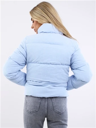 Weekend Vibes Skyway Blue High Neck Short Cord Puffer Jacket 4 Weekend Vibes Skyway Blue High Neck Short Cord Puffer Jacket - Image 4