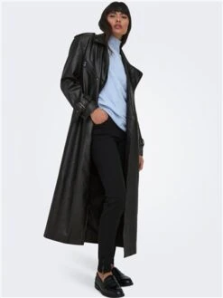 Only Black / Black Freja Faux Leather Trenchcoat -Jack & Jones Store 29554 2