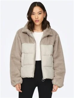 Only Gray / Moonbeam Wanja Fur Puffer Mix Jacket