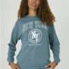 Brave Soul Sea Moss / White New York Print Crew Sweat