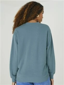 Brave Soul Sea Moss / White New York Print Crew Sweat -Jack & Jones Store 29559 3