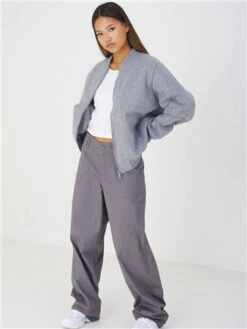 Brave Soul Grey Marl Zip Through Bomber Style Jacket -Jack & Jones Store 29571 2