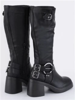No Doubt Black Chunky Biker Calf Boot -Jack & Jones Store 29578 3