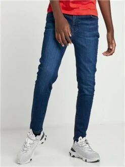 11 Degrees Mid Blue Wash Junior Sustainable Skinny Jeans -Jack & Jones Store 29596 3