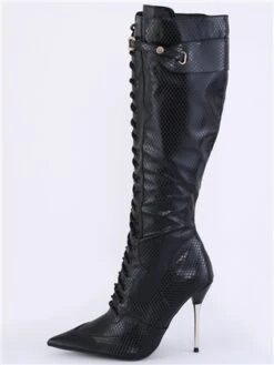 Public Desire Black Infatuated Lace Front Knee High Boots -Jack & Jones Store 29598 2